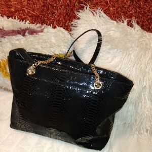 MICHAEL Michael Kors Black Snake-Embossed Tote